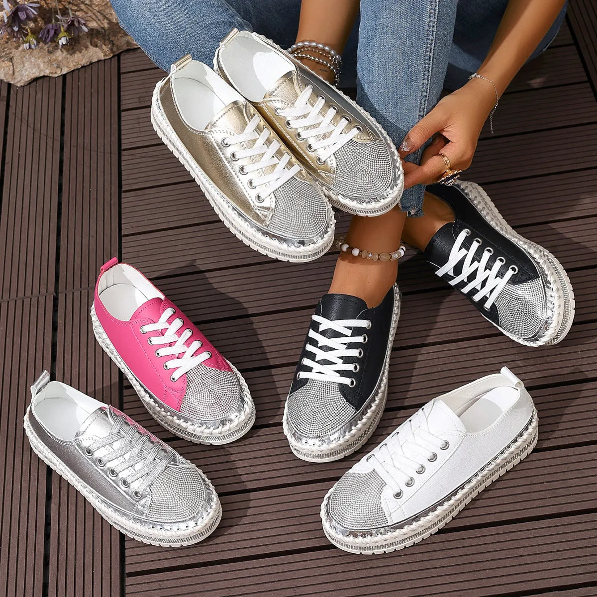Women’s Plus Size White Sneakers – Chunky Sole Casual Everyday Shoes sold by Zulily