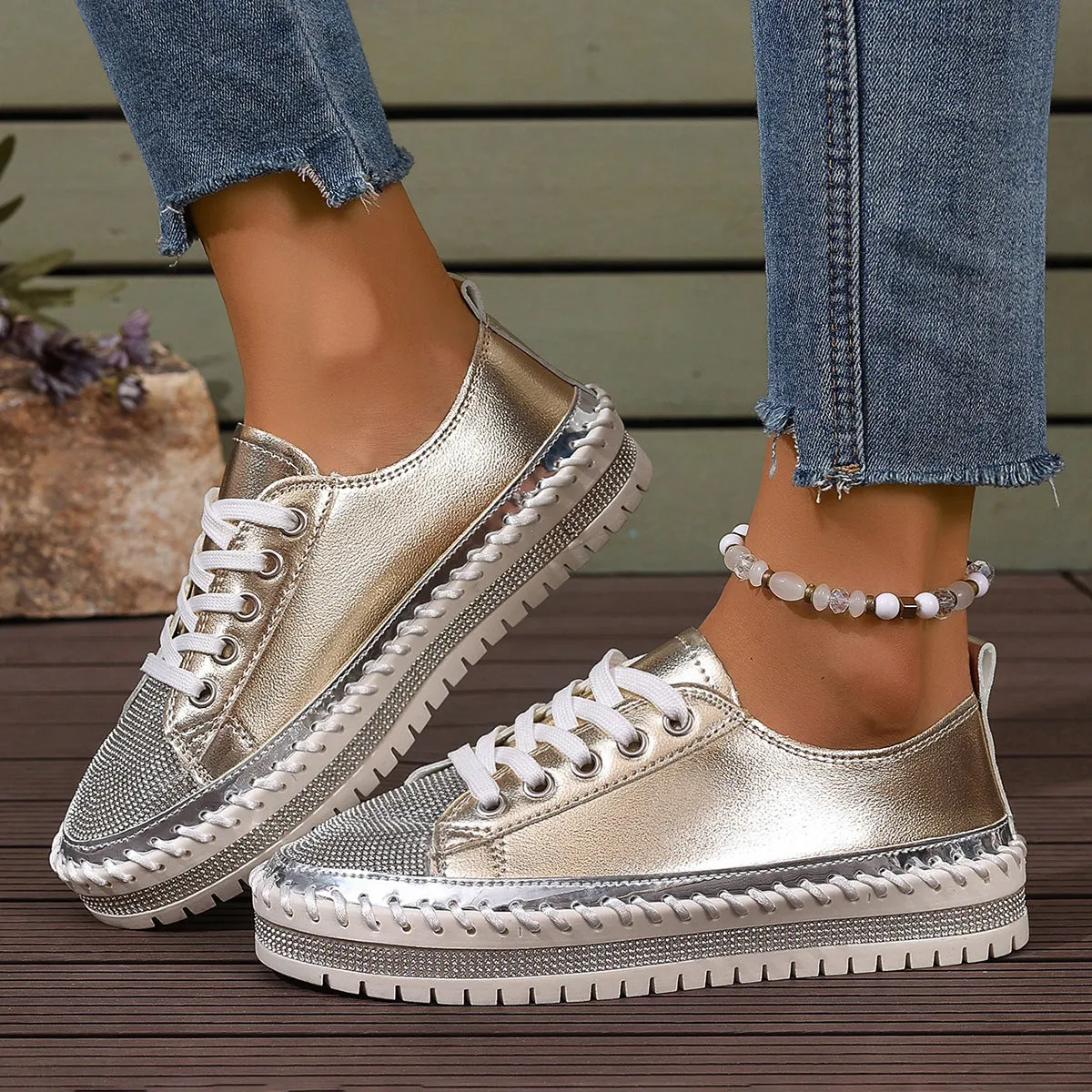 Women’s Plus Size White Sneakers – Chunky Sole Casual Everyday Shoes sold by Zulily product image thumbnail 2