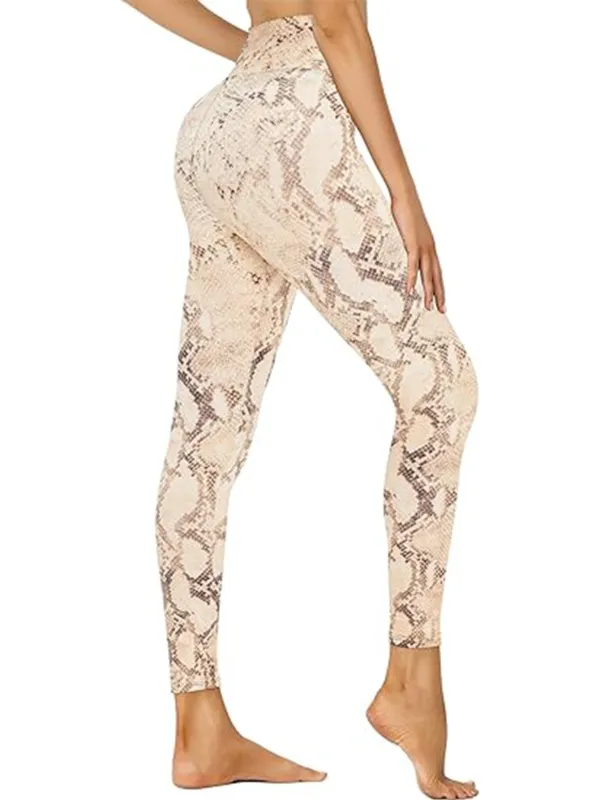 Cropped High-Waisted Leggings – Snake Print Workout Pants made by Zulily