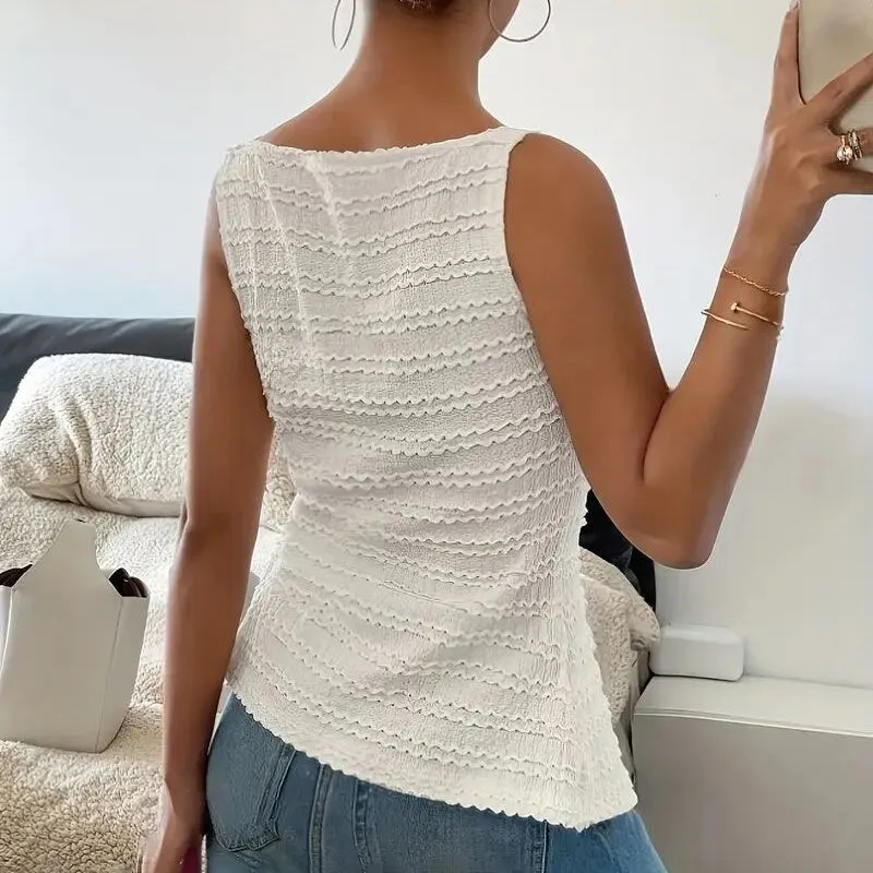 Trendy Square Neck Button Up Vest Top Y2k Going Out Tank Tops sold by Zulily product image thumbnail 5