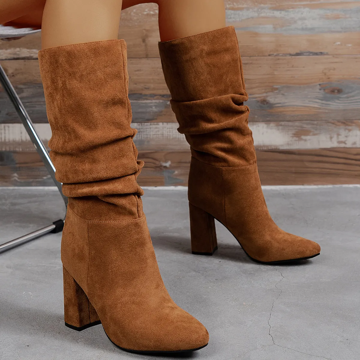 European & American Slip-On High Heel Fashion Boots – Women’s Elegant Booties sold by Zulily product image thumbnail 3