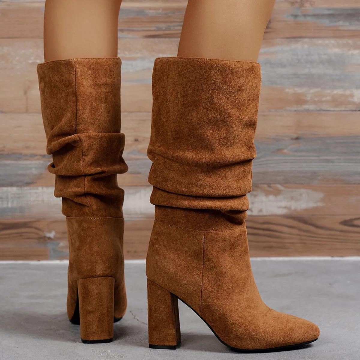 European & American Slip-On High Heel Fashion Boots – Women’s Elegant Booties sold by Zulily product image thumbnail 4