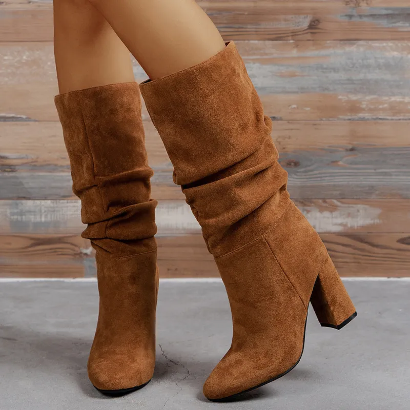 European & American Slip-On High Heel Fashion Boots – Women’s Elegant Booties made by Zulily