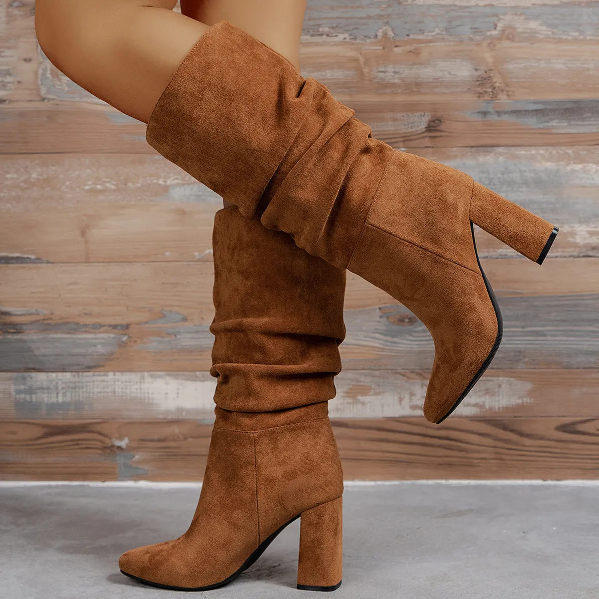 European & American Slip-On High Heel Fashion Boots – Women’s Elegant Booties sold by Zulily product image thumbnail 2