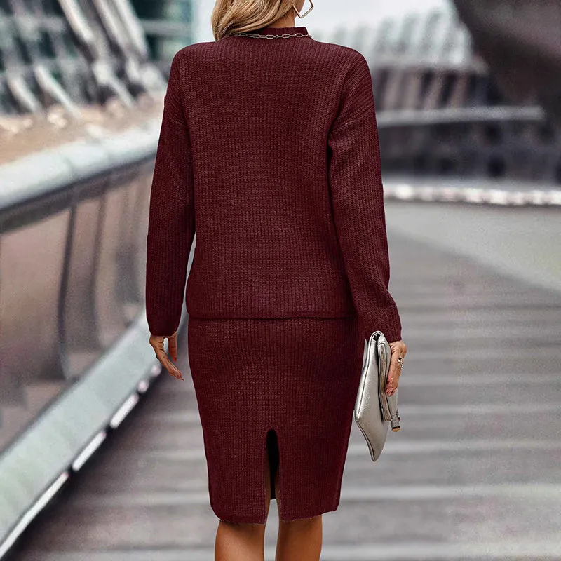 Women's Two Piece Set - Pullover Sweater & Bodycon Skirt Cozy Outfit sold by Zulily product image thumbnail 5