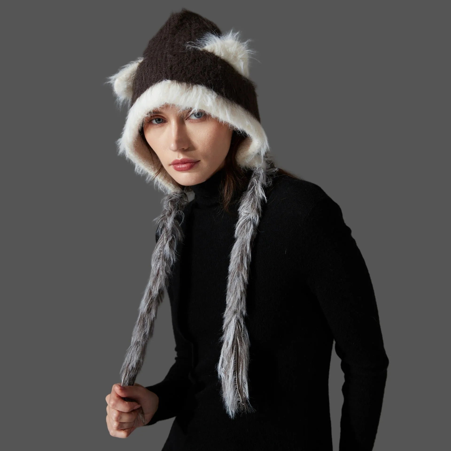 Cat Ears Mink Wool Ear-Protection Knitted Hat — Cozy Animal Ear Beanie sold by Zulily product image thumbnail 2