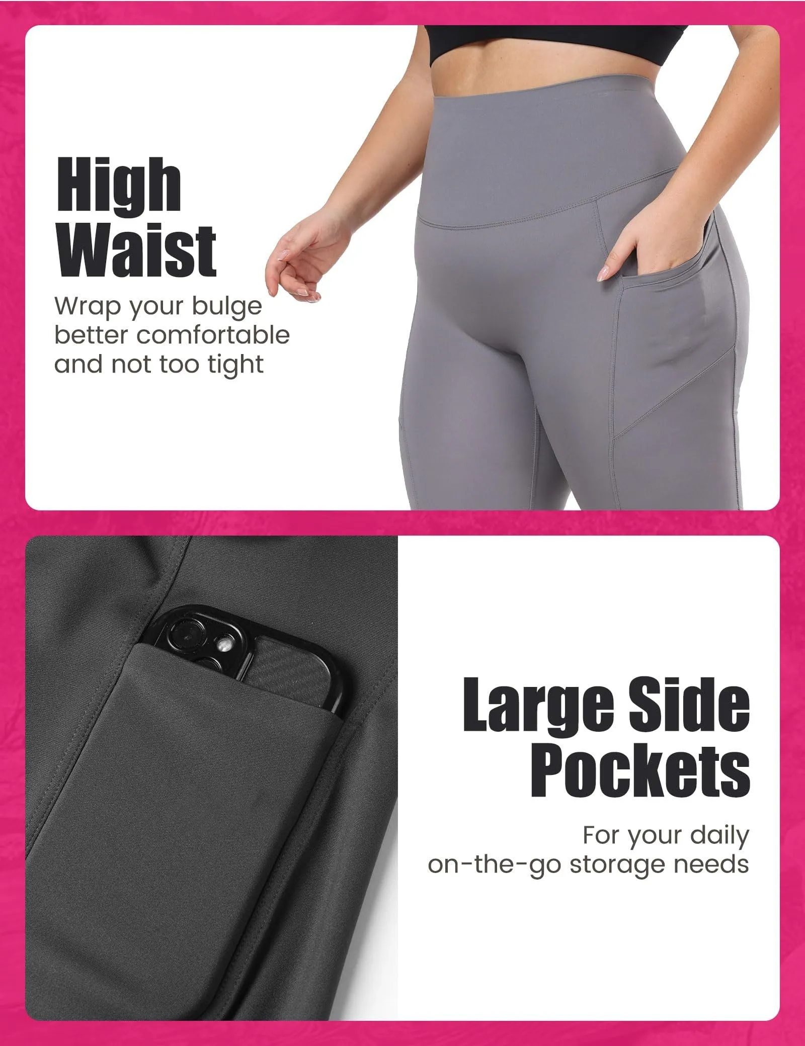 Cropped High-Waisted Yoga Pants with Diagonal Pockets sold by Zulily product image thumbnail 5