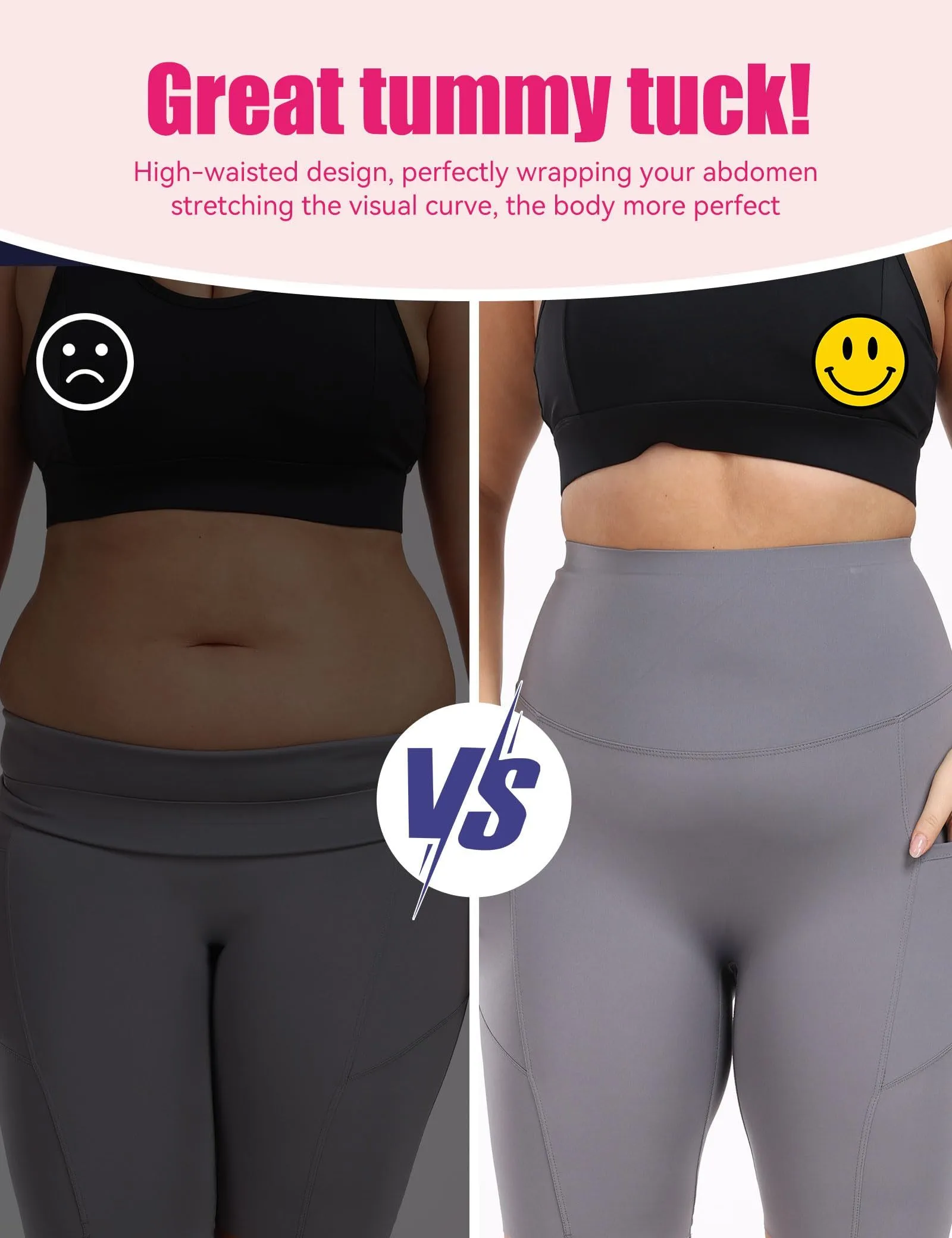 Cropped High-Waisted Yoga Pants with Diagonal Pockets sold by Zulily product image thumbnail 2