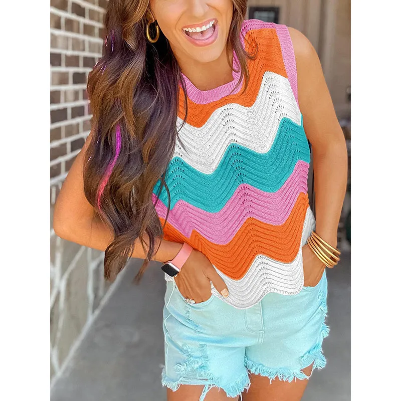 Women’s Rainbow-Striped Cropped Sweater Vest sold by Zulily product image thumbnail 5