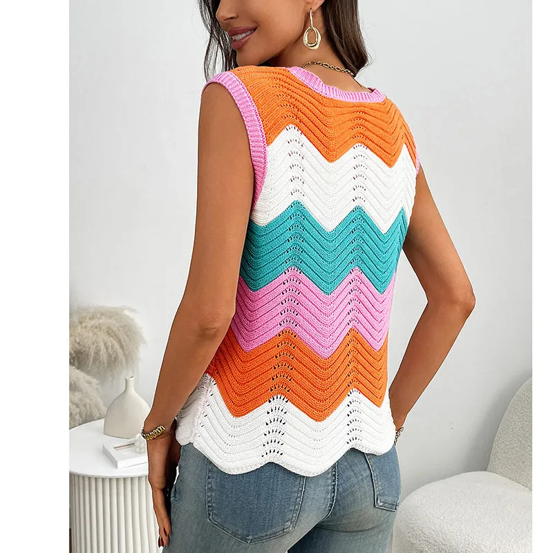 Women’s Rainbow-Striped Cropped Sweater Vest sold by Zulily product image thumbnail 2