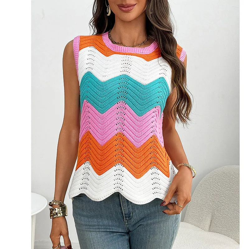Women’s Rainbow-Striped Cropped Sweater Vest sold by Zulily product image thumbnail 3