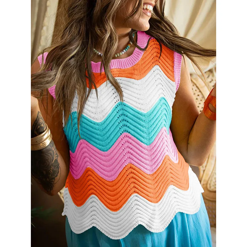 Women’s Rainbow-Striped Cropped Sweater Vest sold by Zulily product image thumbnail 4