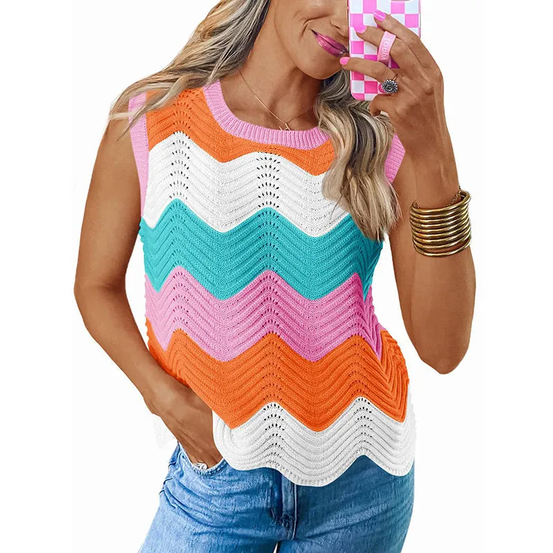 Women’s Rainbow-Striped Cropped Sweater Vest made by Zulily