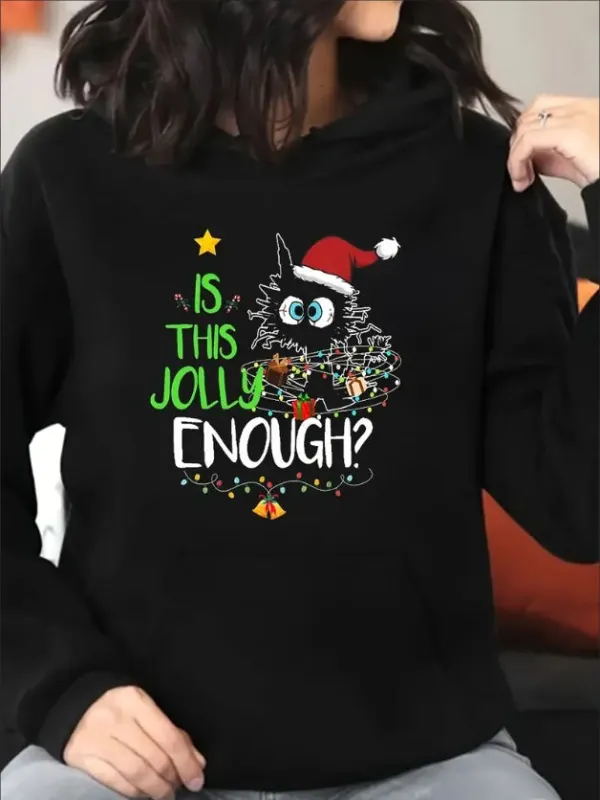 Plus Size Christmas Cat Hoodie made by Zulily