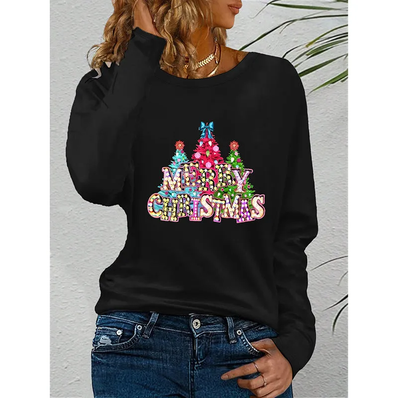 Women’s Long Sleeve Merry Christmas T-Shirt – Cute Christmas Tree Graphic Tee sold by Zulily product image thumbnail 4