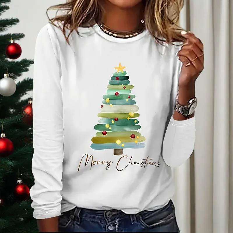 Women’s Long Sleeve Merry Christmas T-Shirt – Cute Christmas Tree Graphic Tee made by Zulily