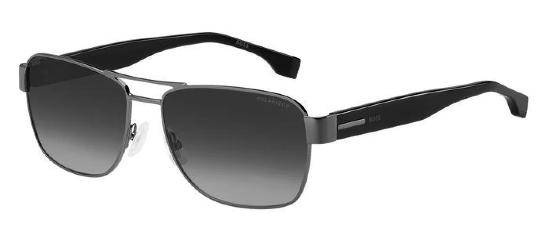 Boss By Hugo Boss Men’s Rectangle Sunglasses In A Black/Ruthenium Frame With Grey Polarized Lenses made by Zulily