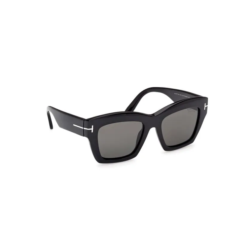 Tom Ford Luna Shiny Black Polarized Smoke Cat‑Eye Sunglasses sold by Zulily