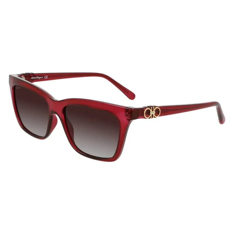 Salvatore Ferragamo Crystal Wine Rectangular Sunglasses made by Salvatore Ferragamo