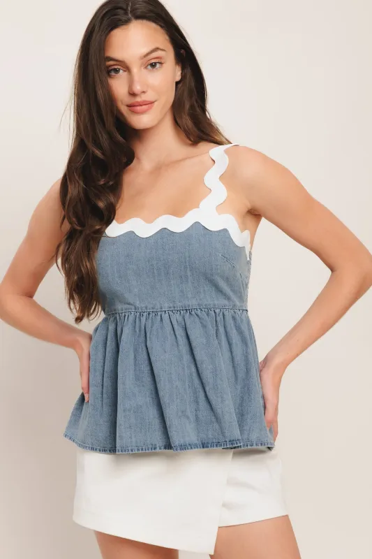 RELAXED DRAPE LIGHTWEIGHT DENIM TOP made by Flying Tomato