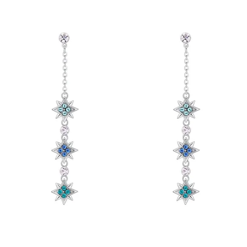 Blue Green Mix Swarovski Crystal Triple Star Drop Earrings made by Zulily