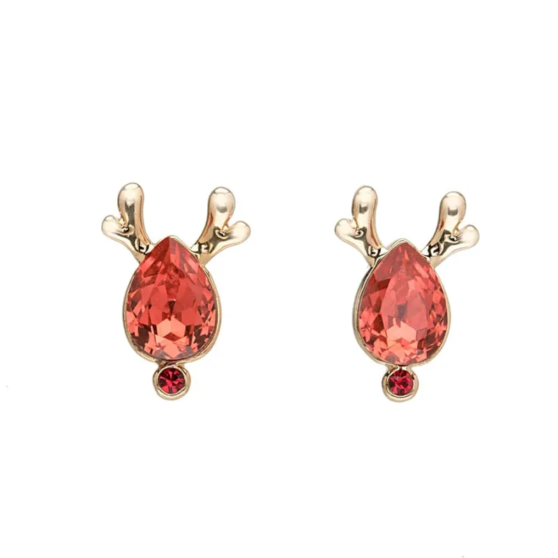 Goldtone Pink Crystal Deer Stud Earrings made by Zulily