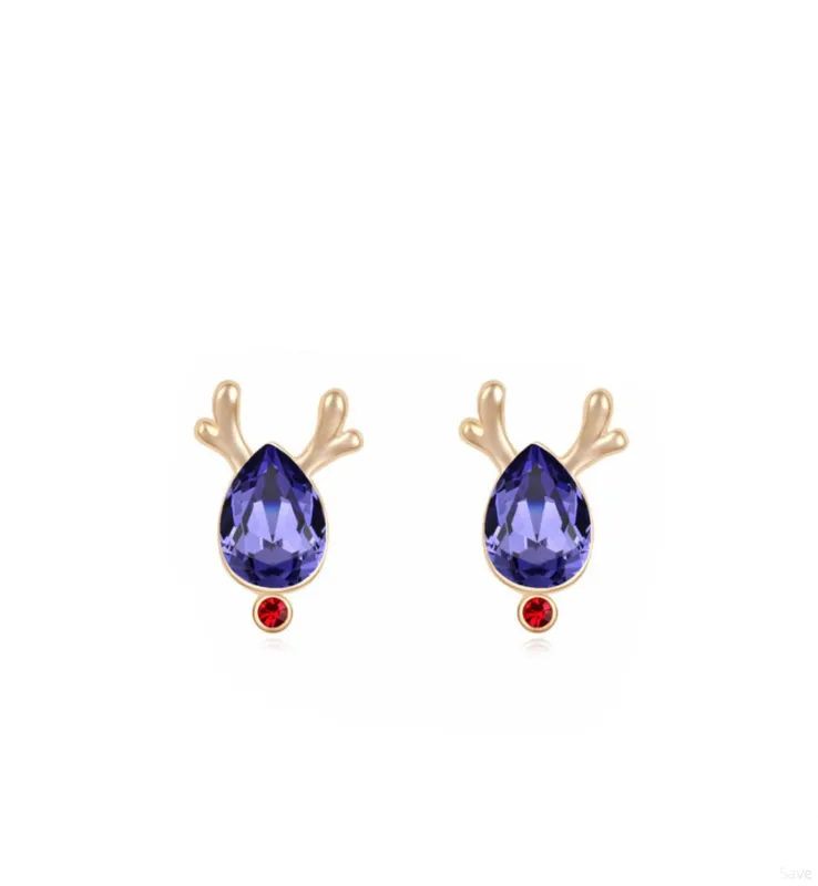 Goldtone Tanzanite Crystal Deer Stud Earrings made by Zulily