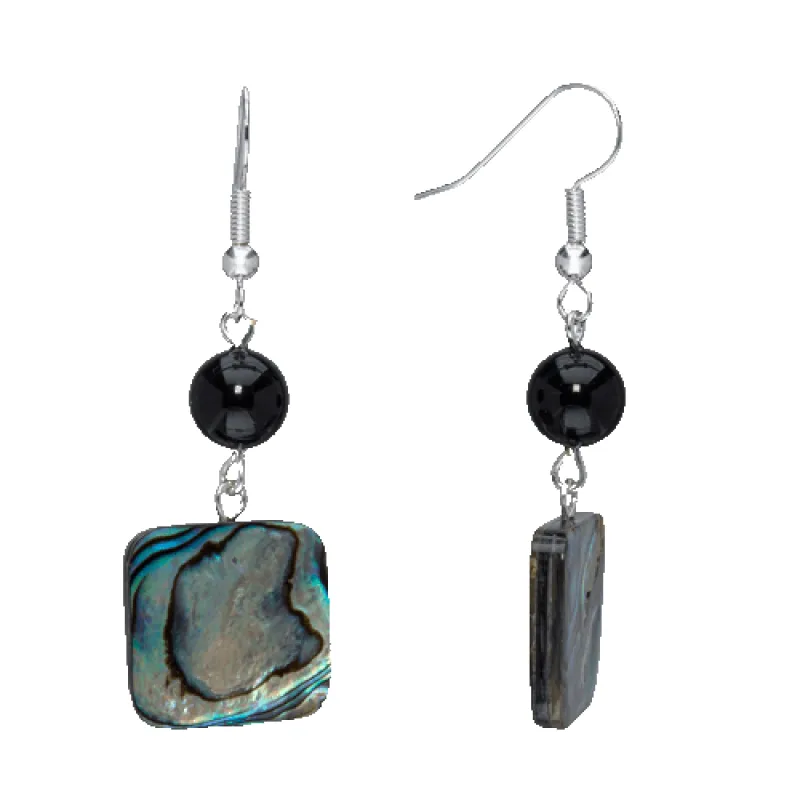 Multi-Colour Paua Shell, Dragon Scale & Onyx Drop Earrings made by Zulily