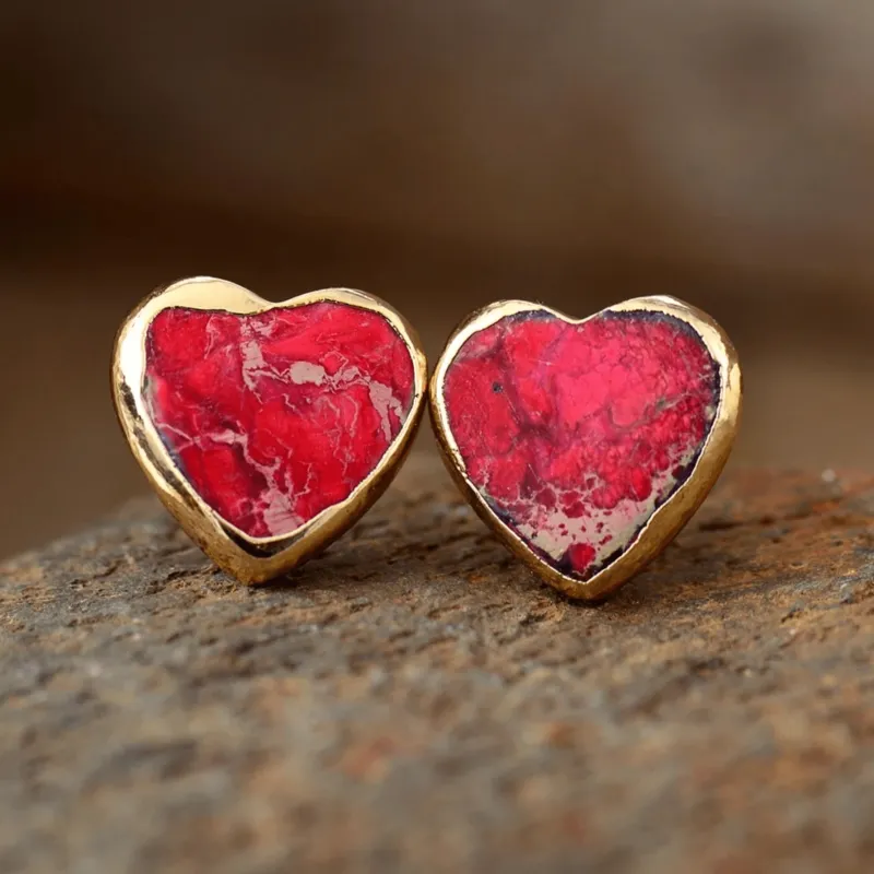Jasper Heart Stud Earrings in Goldtone made by Zulily