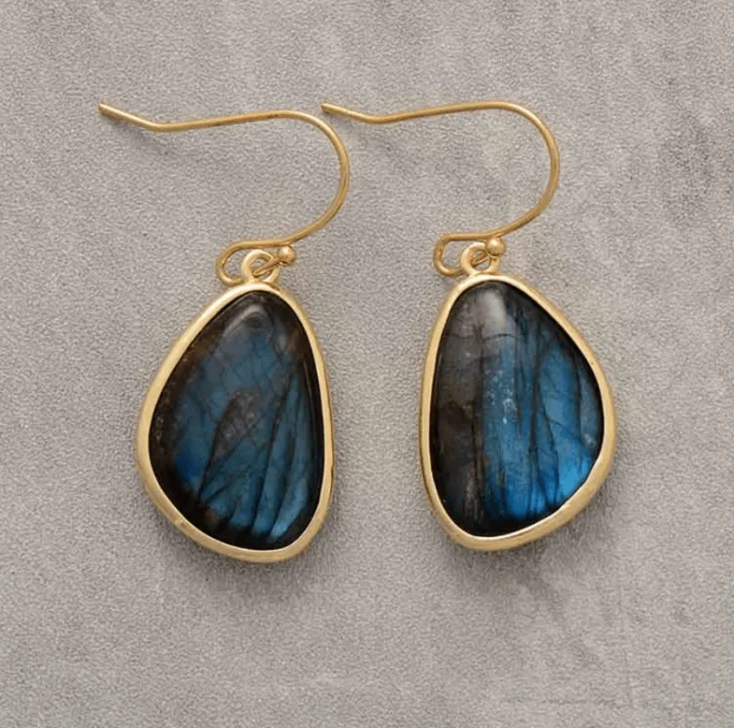 Labradorite Stone Drop Earrings sold by Zulily