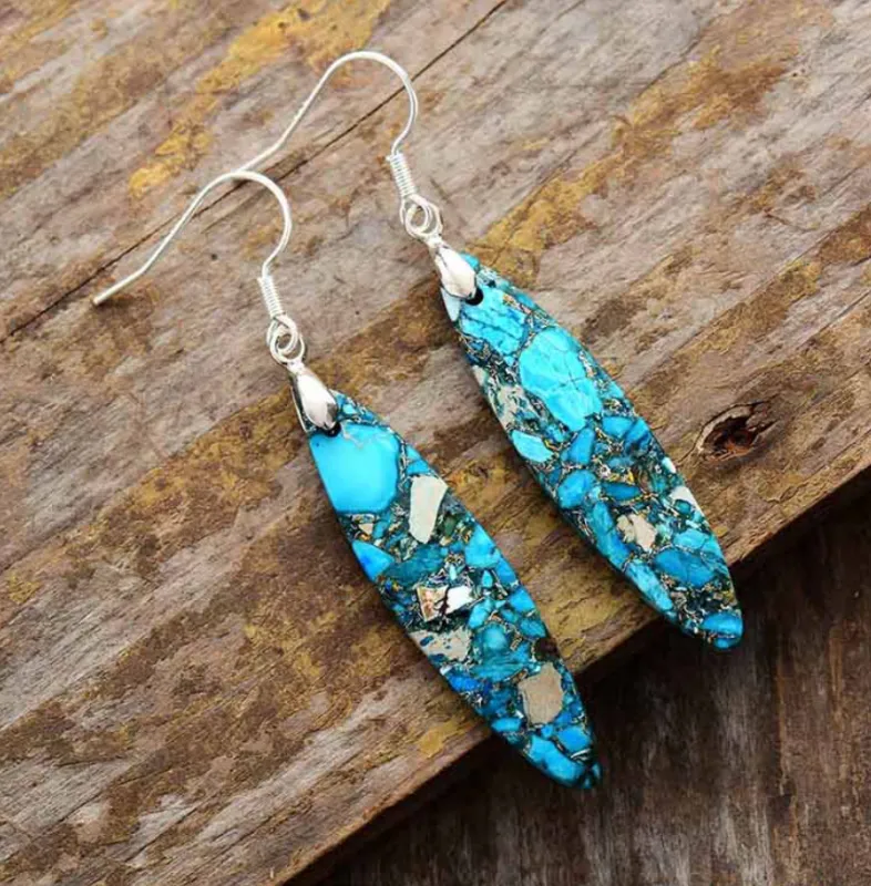 Howlite Gemstone Marquise Drop Earrings made by Zulily
