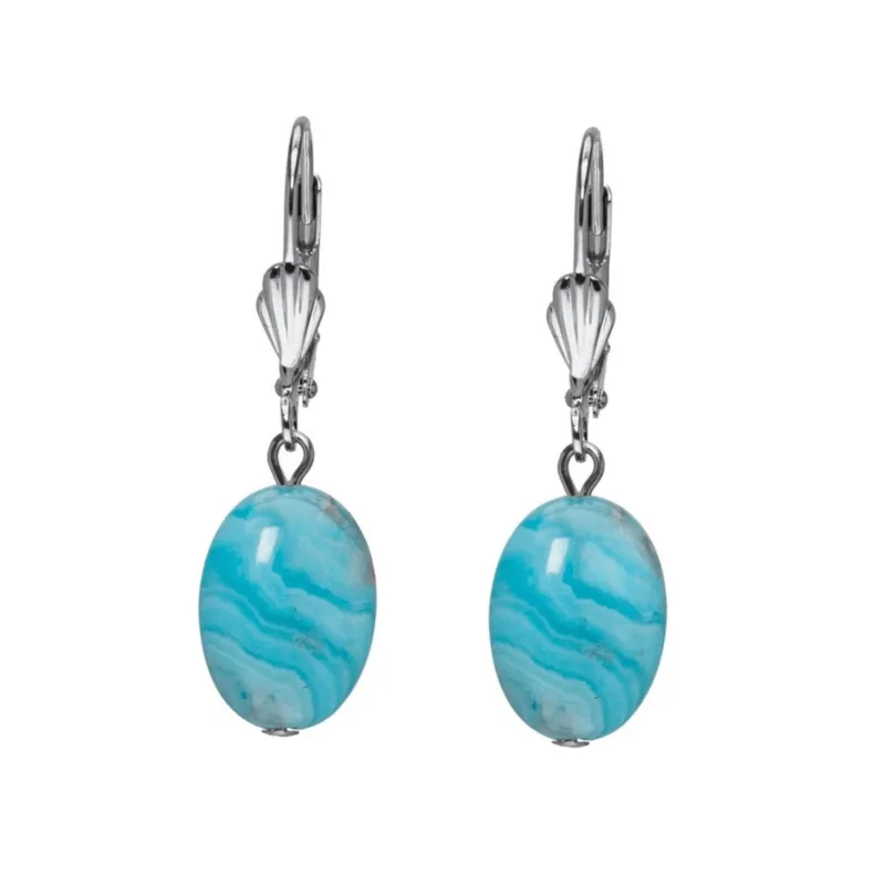 Blue Crazy Lace Agate Oval Drop Earrings made by Zulily