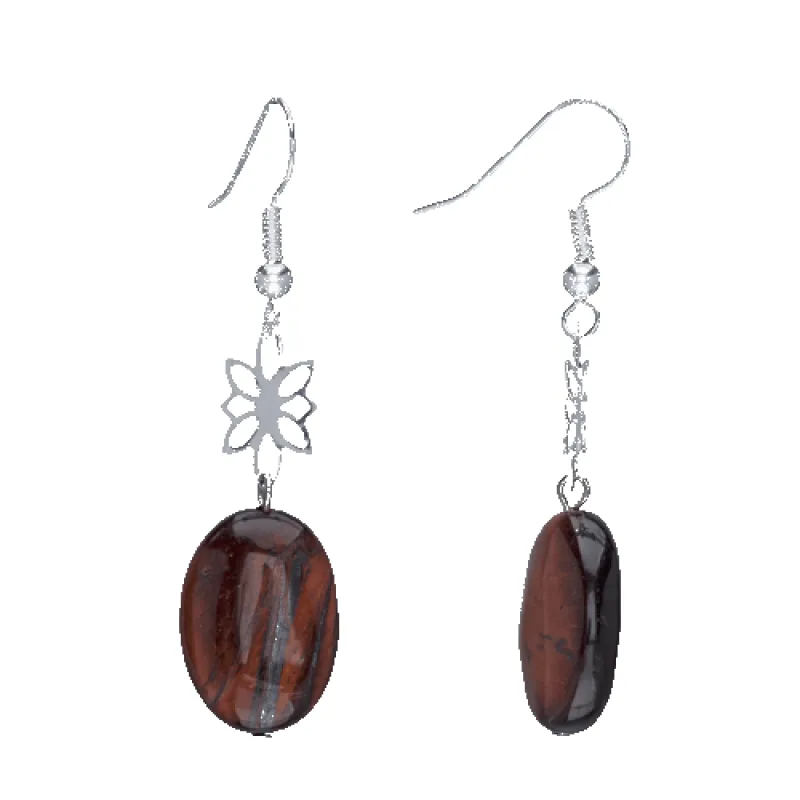 Red Tiger’s Eye Lotus Drop Earrings made by Zulily