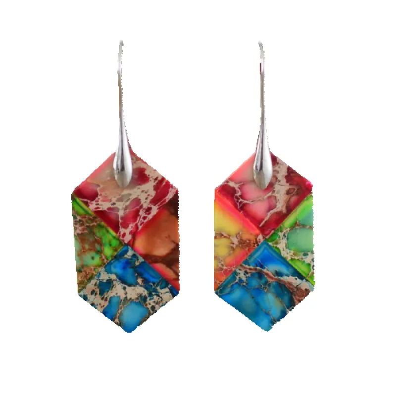 Rainbow Jasper Geometric Stone Drop Earrings sold by Zulily
