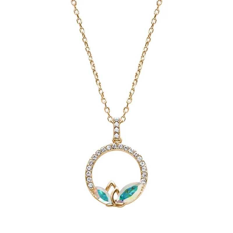 Gold Aurora Borealis Swarovski Crystal Necklace – Dual Marquis Crystal Circular Pave Pendant Necklace By callura made by Zulily