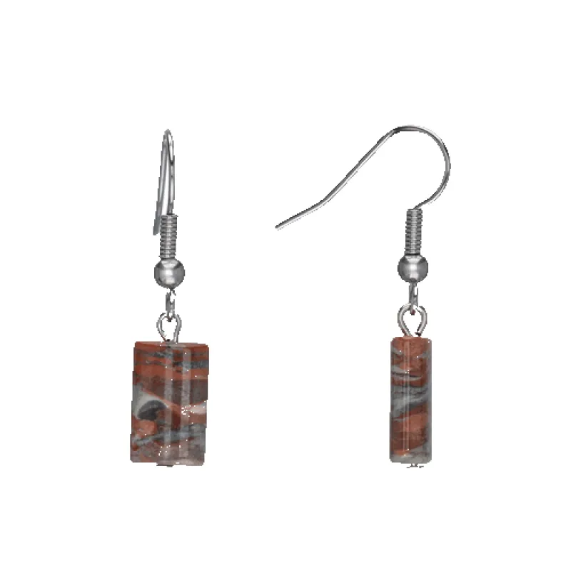 Orange & Grey Jasper Rectangular Drop Earrings made by Zulily