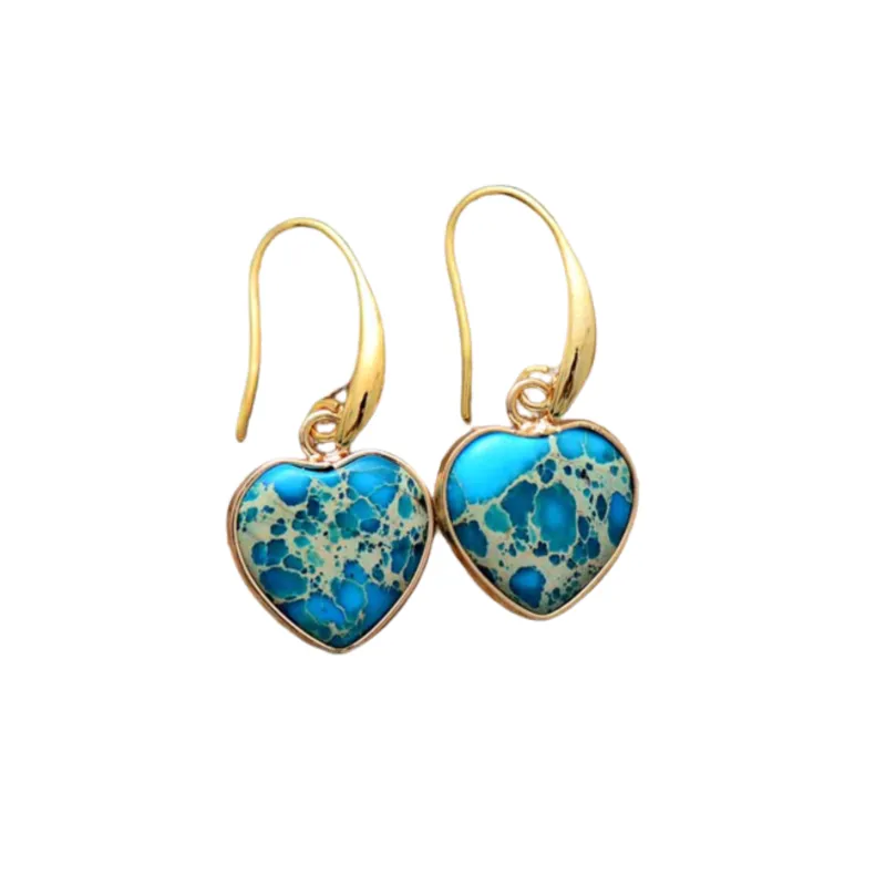 Turquoise Jasper Heart Drop Earrings made by Zulily