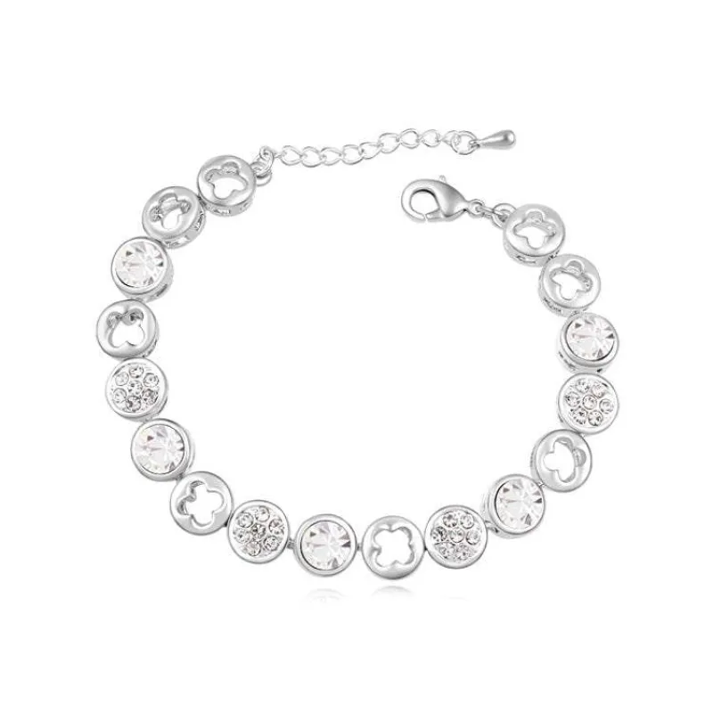 Clear Silvertone Clover Bracelet With Swarovski Crystals made by Zulily