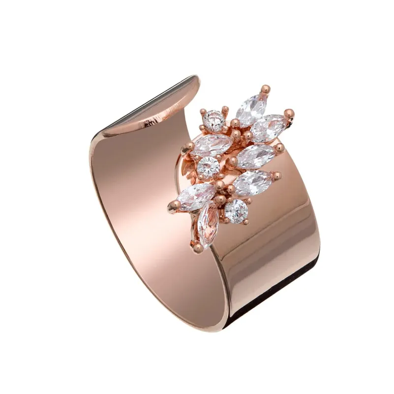 Stunning Rose Gold Ring Encrusted With CZ - Adjustable made by Zulily