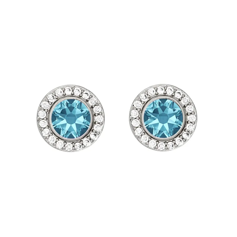 Rhodium and Aqua Convertible 2-in-1 Swarovski Stud Earrings sold by Zulily