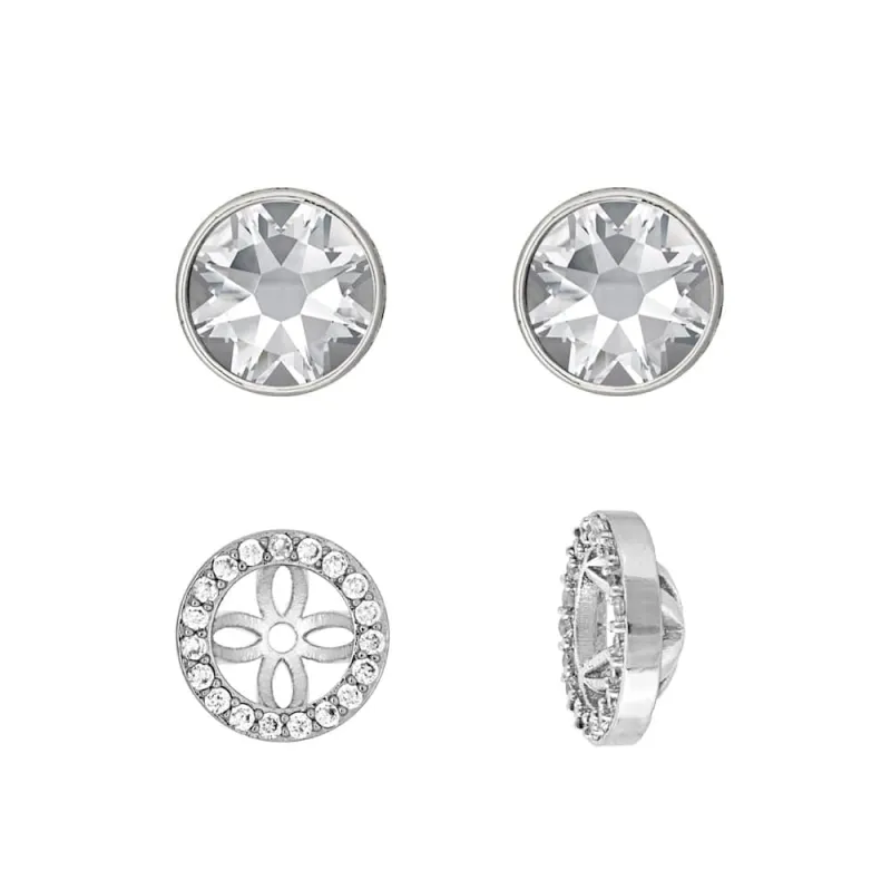Rhodium and Clear Convertible 2-in-1 Swarovski Stud Earrings made by Zulily