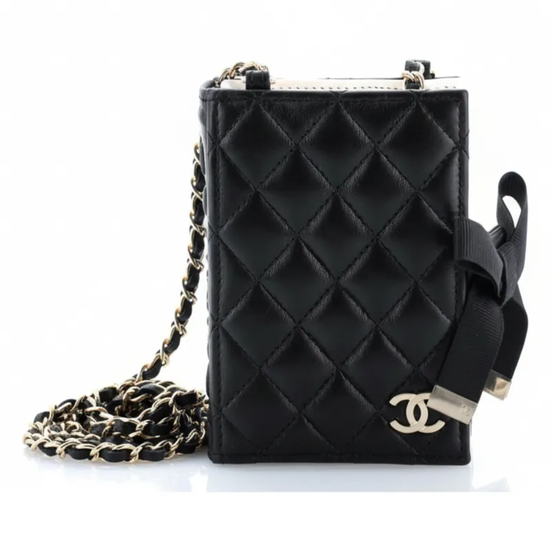 Pre-Loved Chanel CC Book Card Holder with Chain Quilted Lambskin made by Chanel