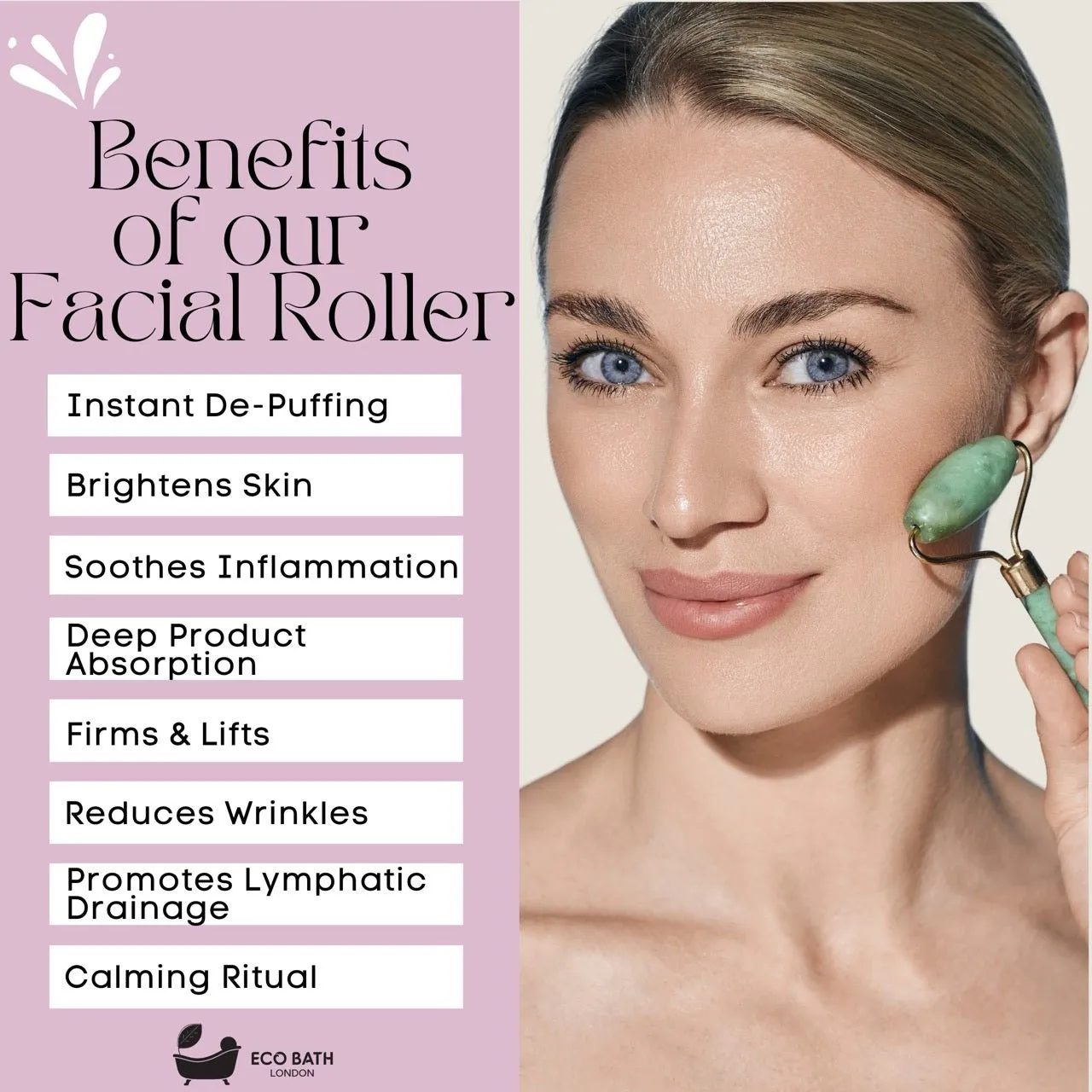 Eco Bath London Jade Face Roller Ridged End - Relaxing Facial Massage Roller, Natural Jade Massager Facial Tool for Skin Care and Relaxation by Eco Bath London sold by Zulily product image thumbnail 4