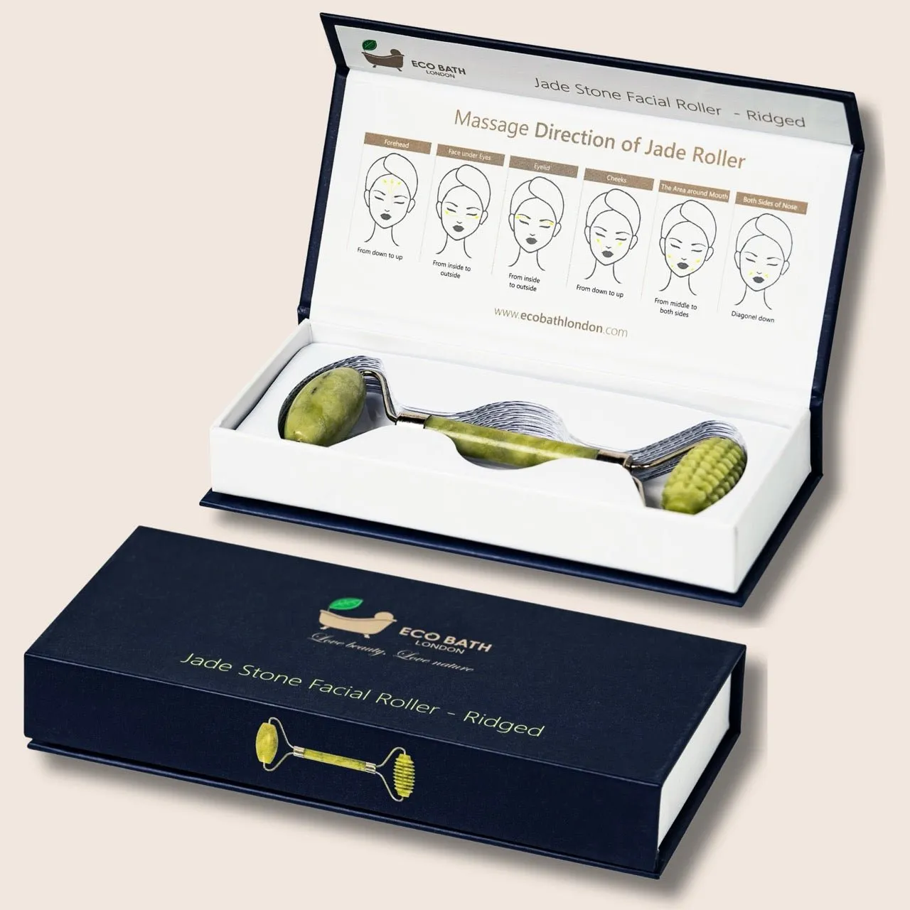 Eco Bath London Jade Face Roller Ridged End - Relaxing Facial Massage Roller, Natural Jade Massager Facial Tool for Skin Care and Relaxation by Eco Bath London sold by Zulily product image thumbnail 3