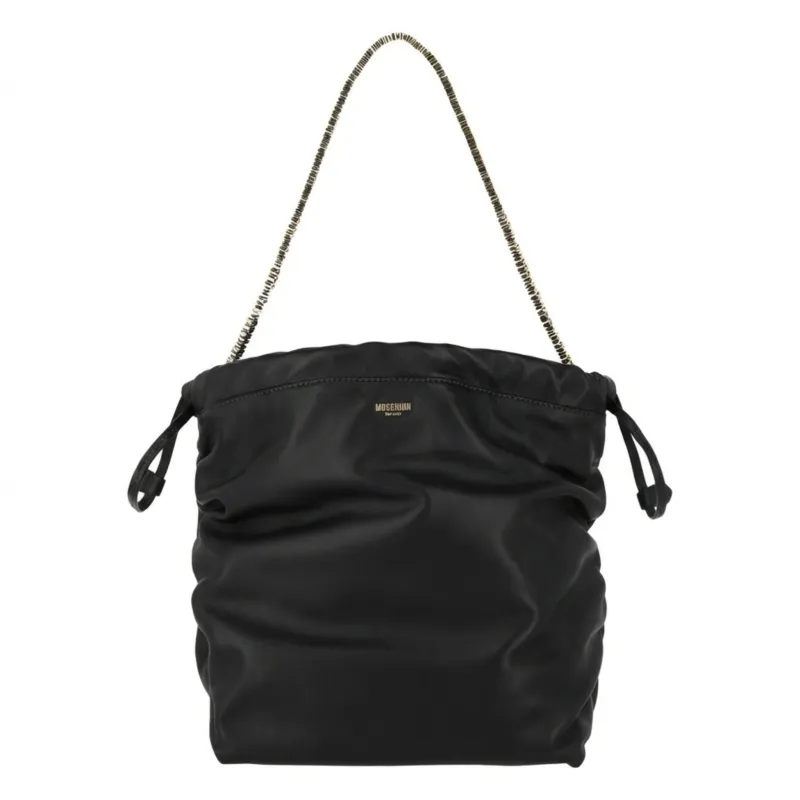 Moschino Drawstring Lettering Chain Shoulder Bag made by Moschino