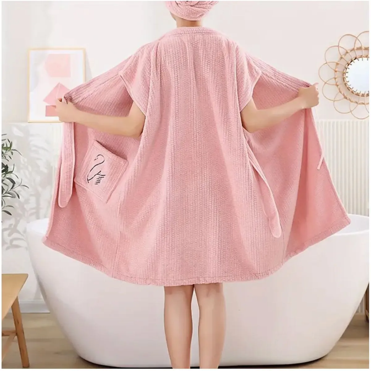 Soft Absorbent Wearable Bath Towel Wrap with Pocket & Belt for Shower & Spa sold by Zulily product image thumbnail 4