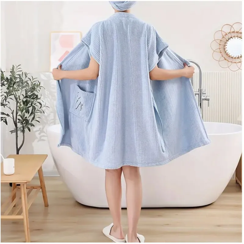 Soft Absorbent Wearable Bath Towel Wrap with Pocket & Belt for Shower & Spa made by Leo Rosi
