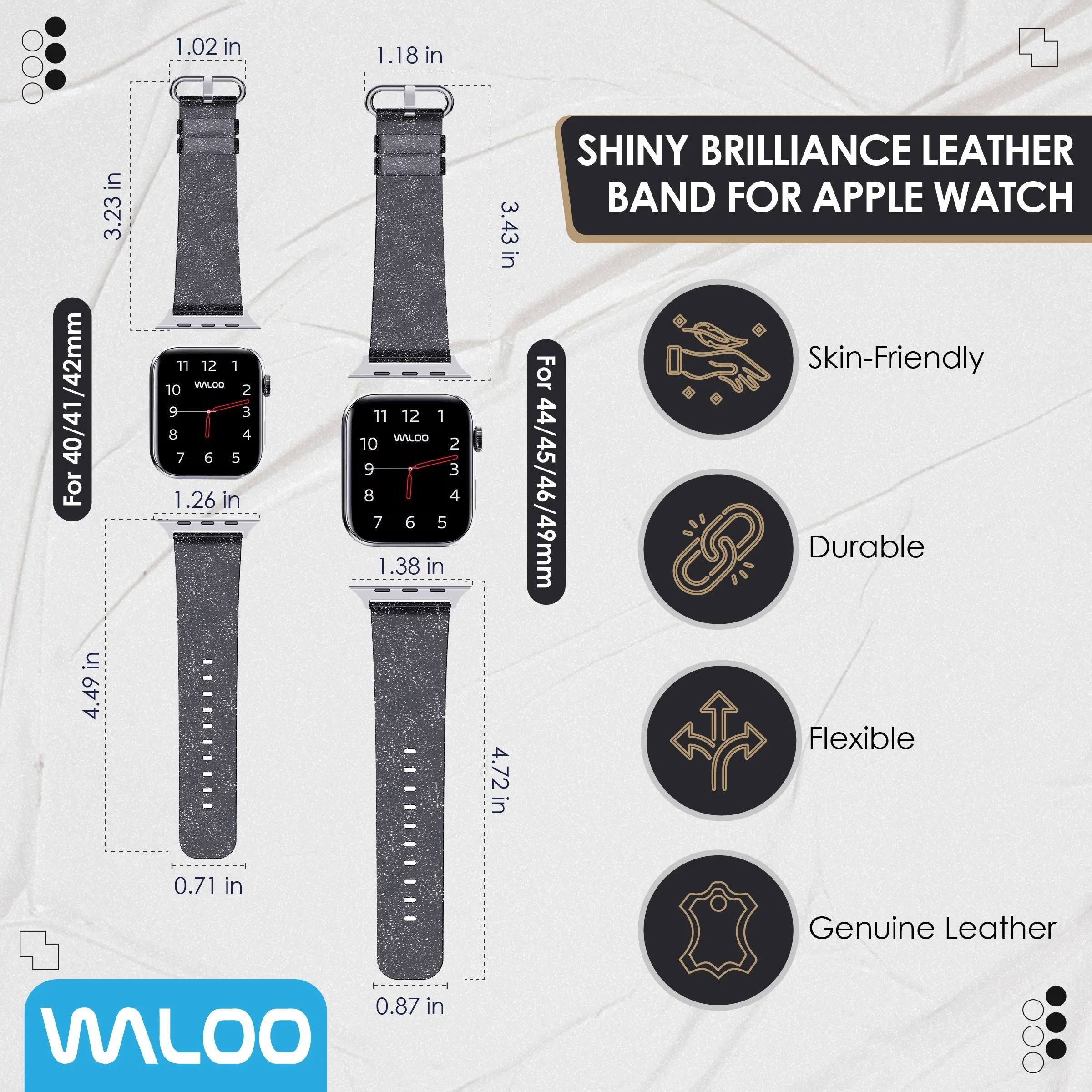 Waloo Shiny Brilliance Leather Band For Apple Watch sold by Zulily product image thumbnail 4