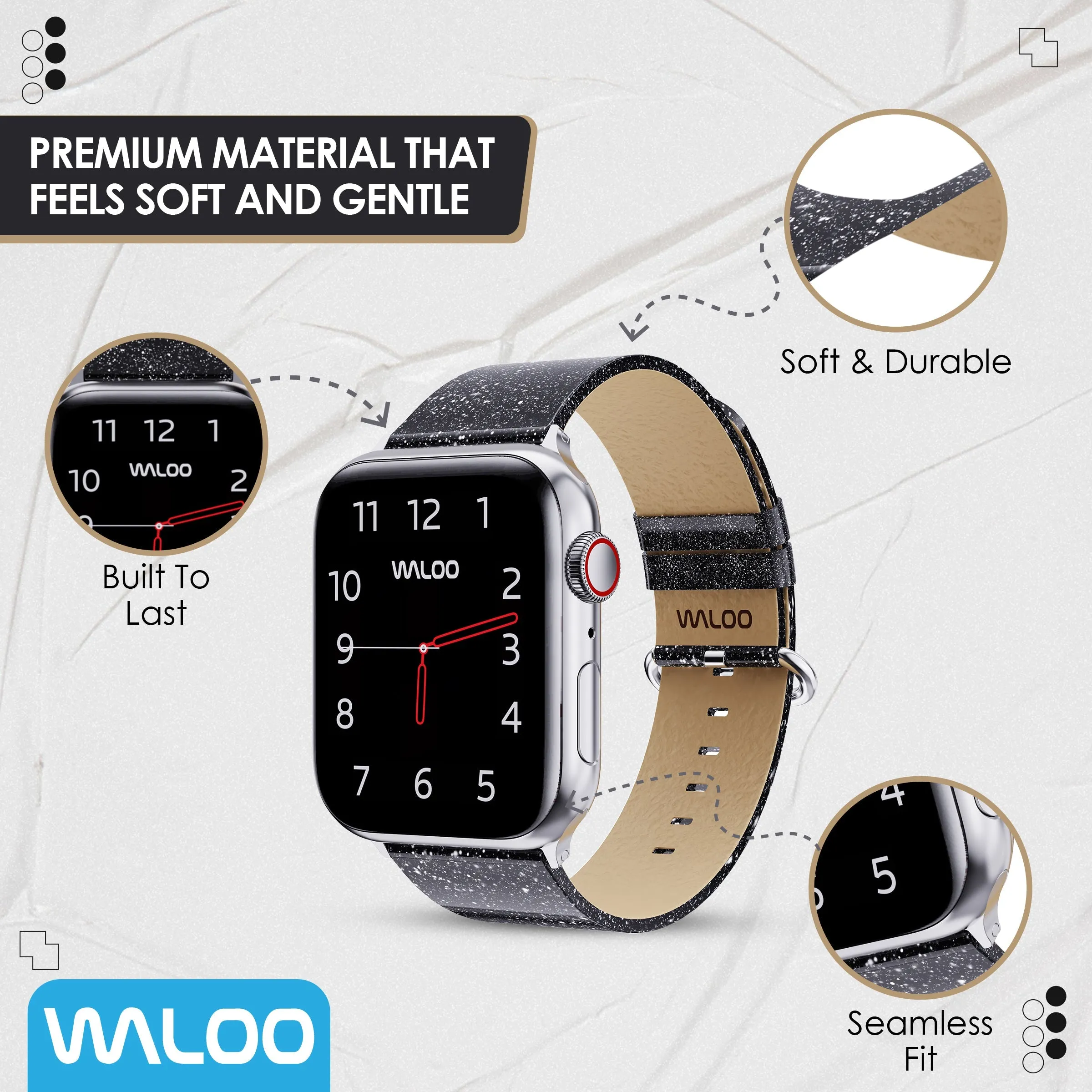 Waloo Shiny Brilliance Leather Band For Apple Watch sold by Zulily product image thumbnail 5