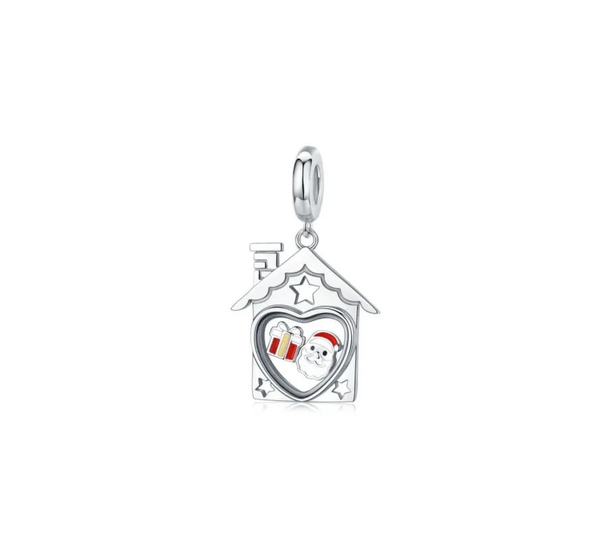 Ag Sterling Holiday House with Santa & Gifts Charm sold by Zulily